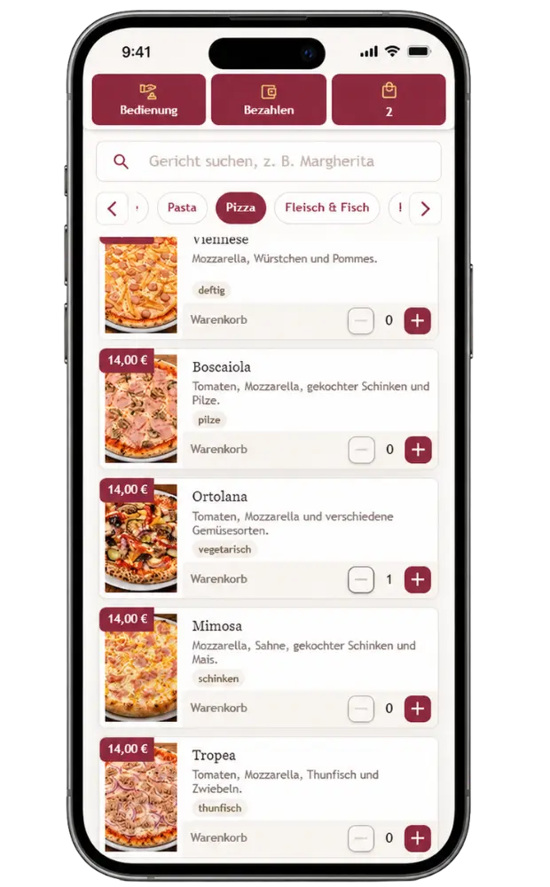 Tisch Klick Demo auf dem Handy